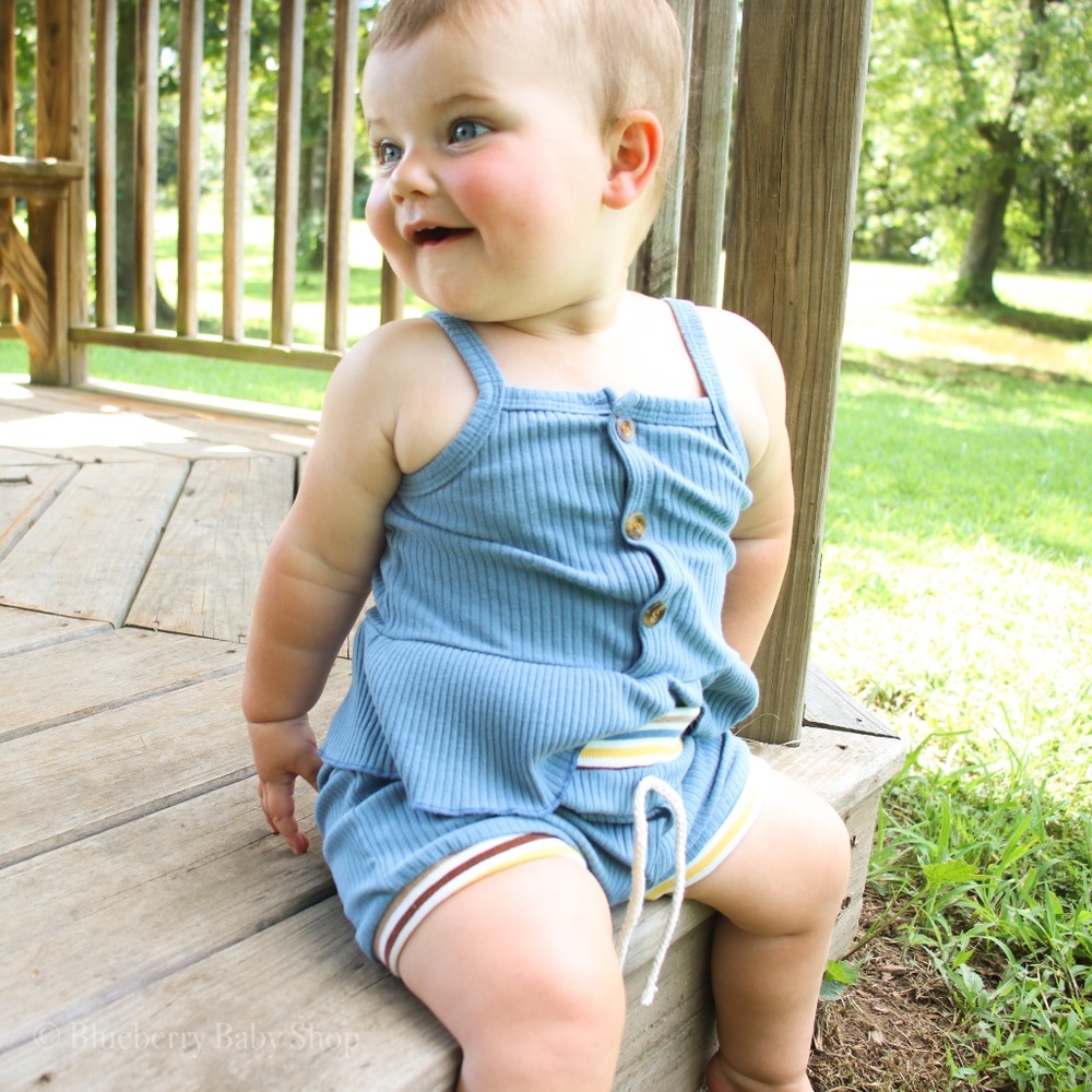 Stretchy Ribbed Peplum Tank And Short Set
